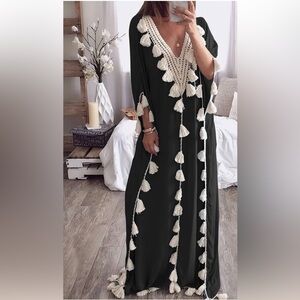 NWT V-Neck‎ Tassel Moroccan Kaftan